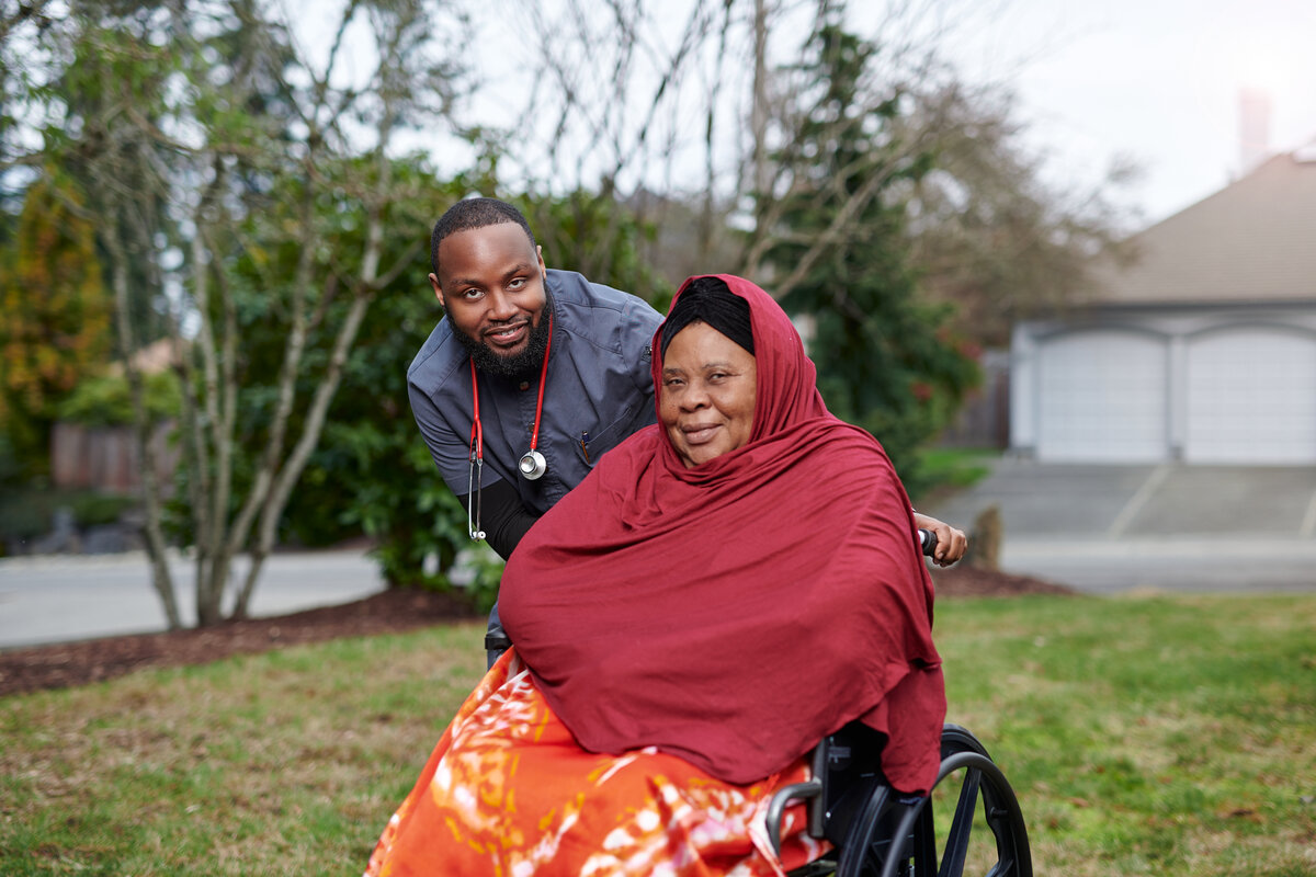 Caregiver with senior resident in the Bothell area